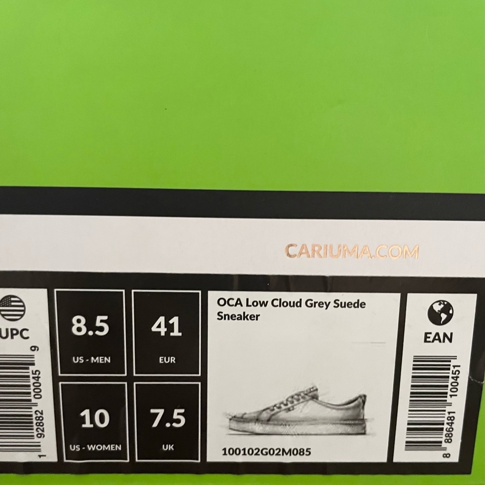 NIB Cariuma OCA Low Cloud Grey Suede Sneaker Women’s Size 10 Men’s Size 8.5 - Picture 6 of 6